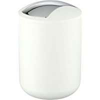 WENKO Cubo con tapa oscilante Brasil S blanco - a prueba de rotura Capacidad: 2 l- Plástico (TPE)- 14 x 21 x 14 cm…